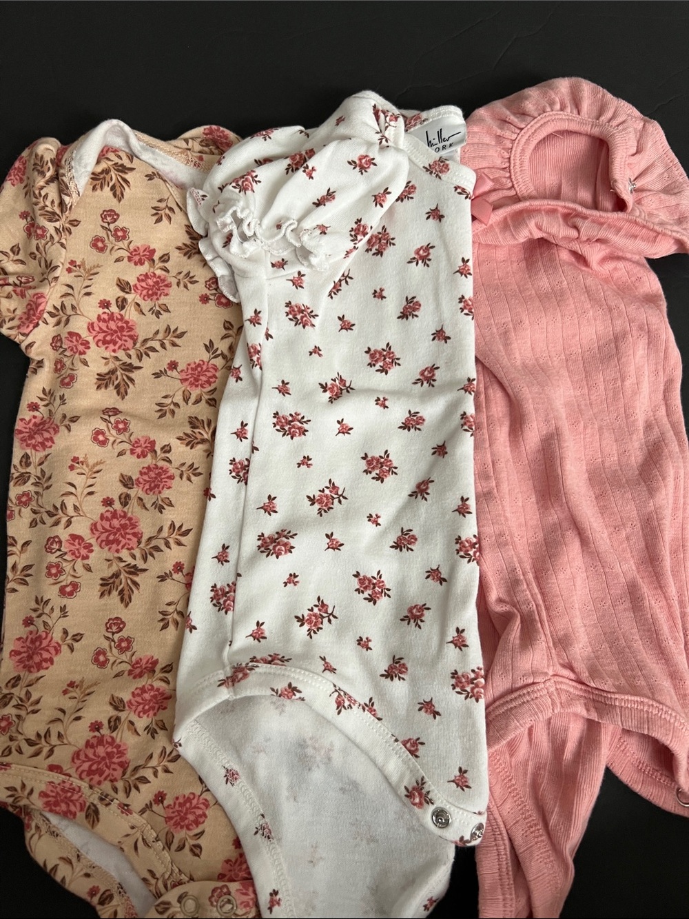 Nicole Miller Kids One-Piece Floral Bodysuits in Pink, Cream, White